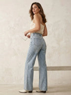 Relaxed Denim Jeans | Straight leg jeans high taille - Miss Madera MIS-5F814A