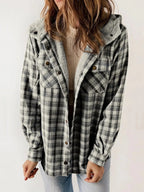 Miss | Jas Dames Relaxed Fit Geruit Capuchon Knoopsluiting