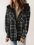 Miss | Jas Dames Relaxed Fit Geruit Capuchon Knoopsluiting
