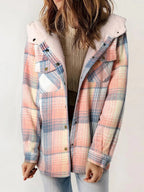Miss | Jas Dames Relaxed Fit Geruit Capuchon Knoopsluiting