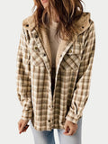 Miss | Jas Dames Relaxed Fit Geruit Capuchon Knoopsluiting