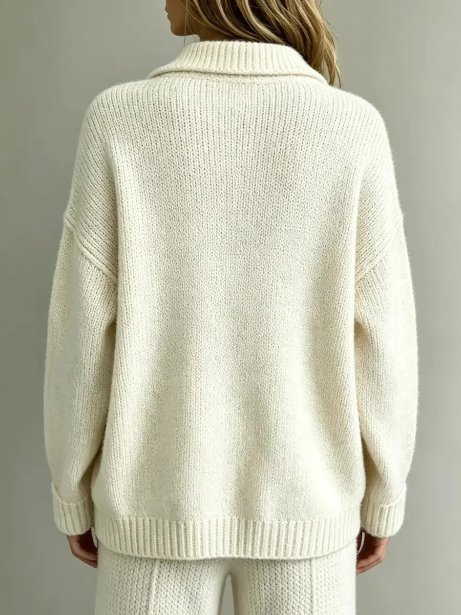 Miss | Trui Dames Oversized Polokraag Gouden Knoopsluiting - Gebreid