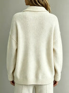 Miss | Trui Dames Oversized Polokraag Gouden Knoopsluiting - Gebreid