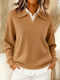 Miss | Trui Dames Polokraag Gouden Zijknoppen Relaxed Fit