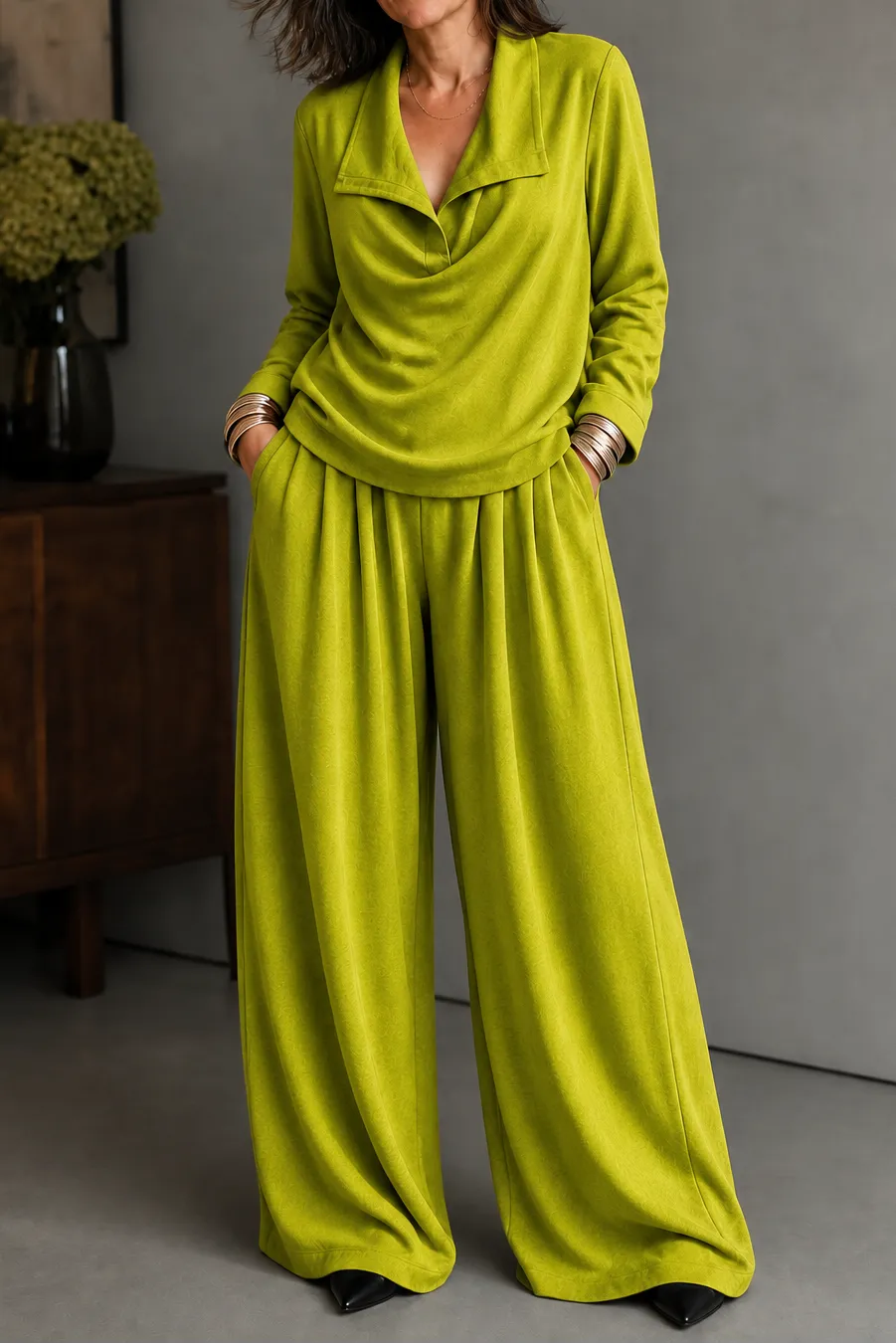 Miss | Tweedelige Set Dames Top & Wijde Broek – Co-ord Set