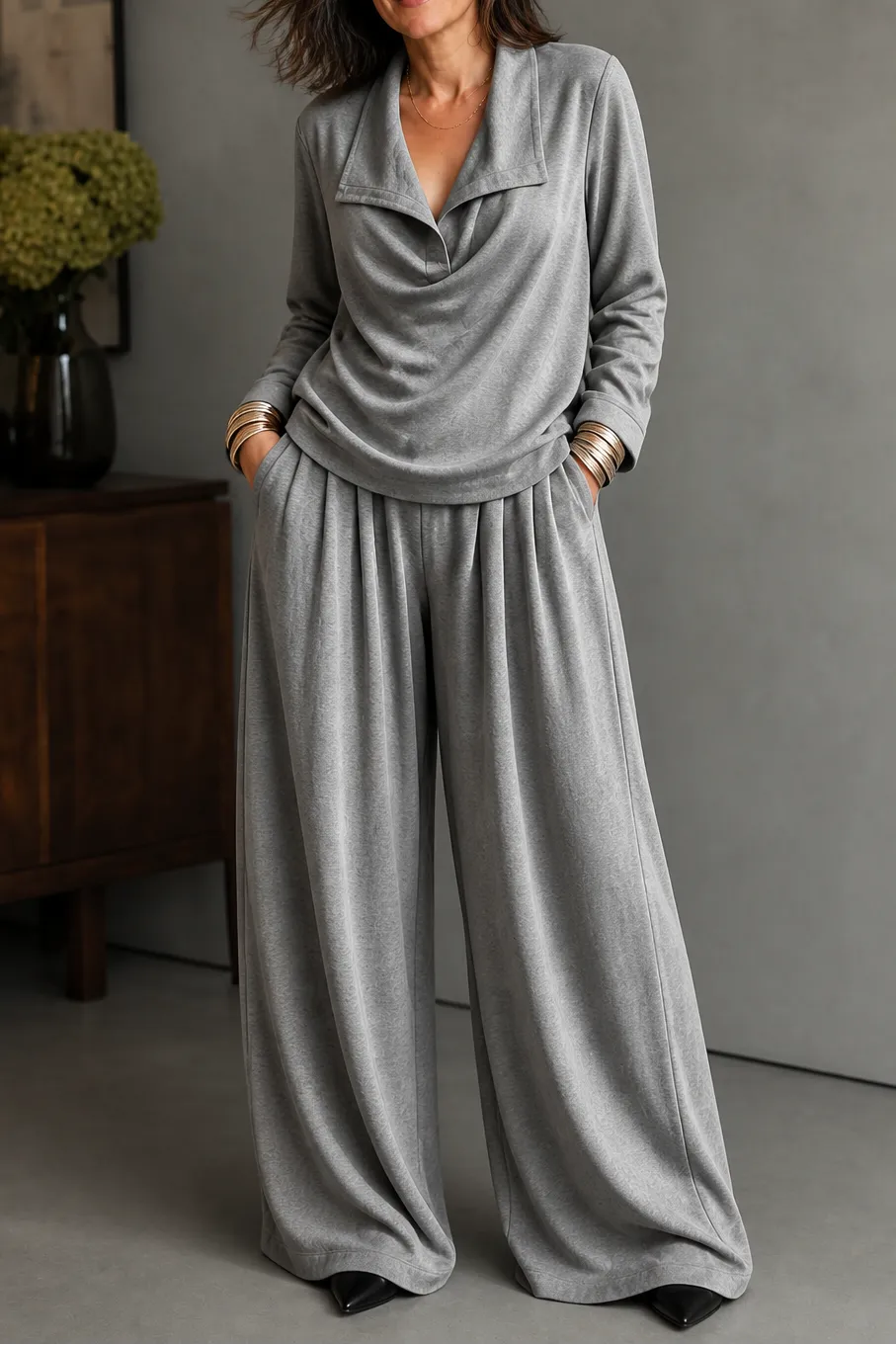 Miss | Tweedelige Set Dames Top & Wijde Broek – Co-ord Set