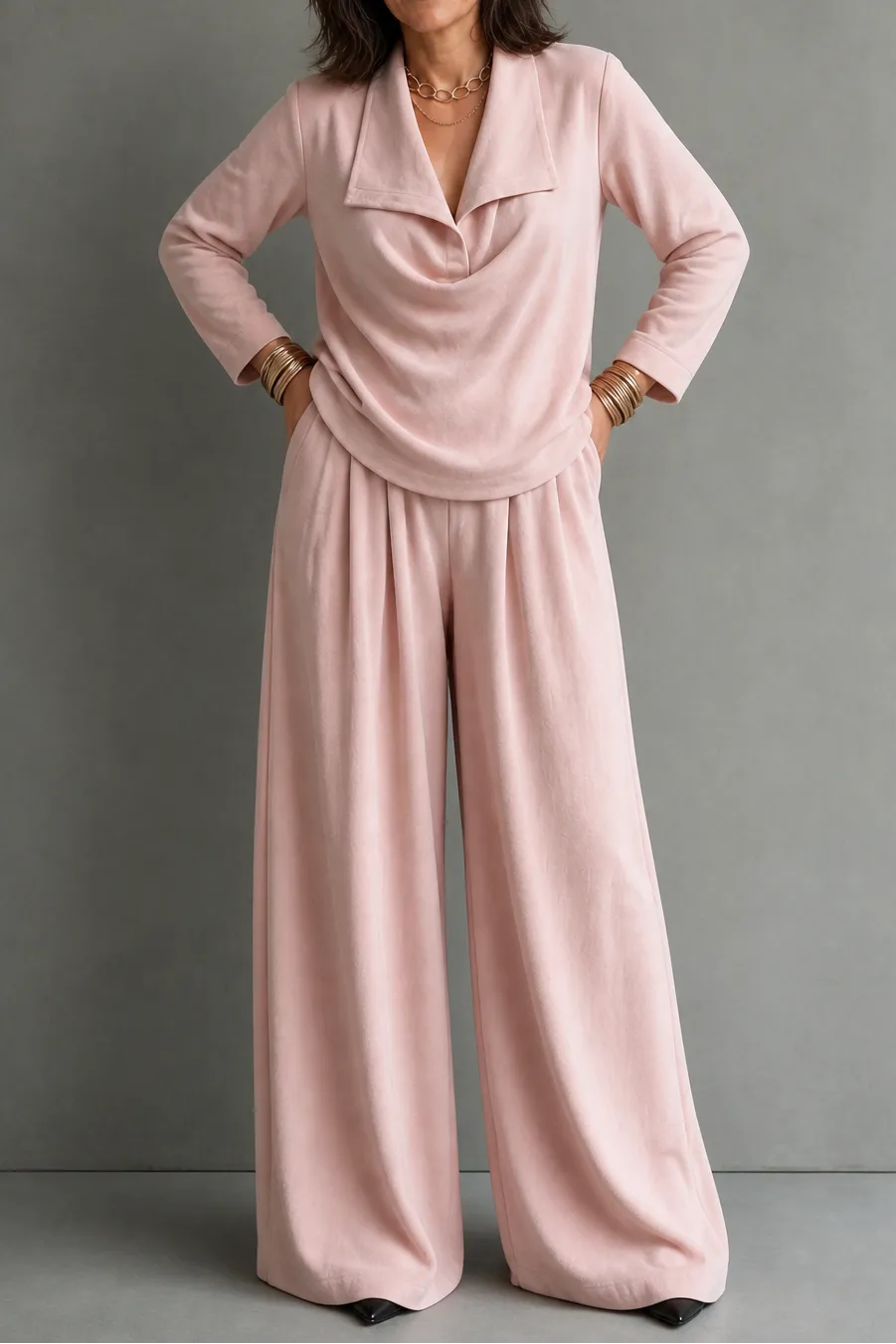 Miss | Tweedelige Set Dames Top & Wijde Broek – Co-ord Set