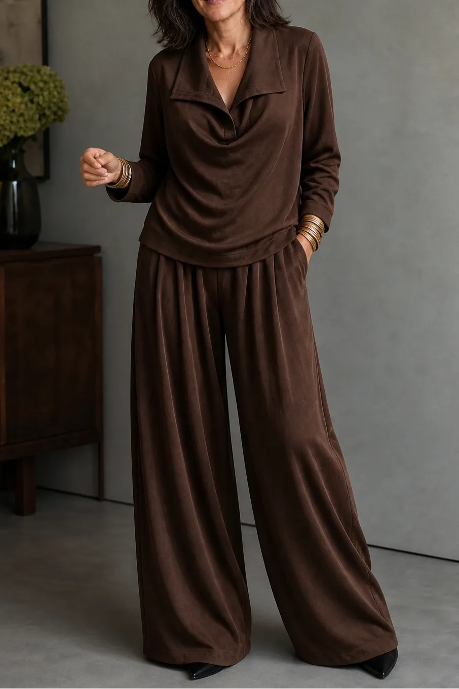 Miss | Tweedelige Set Dames Top & Wijde Broek – Co-ord Set