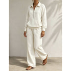 Miss | Tweedelige Set Dames Halve Rits + Wijde Pijp – Co-ord Set