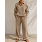 Miss | Tweedelige Set Dames Halve Rits + Wijde Pijp – Co-ord Set
