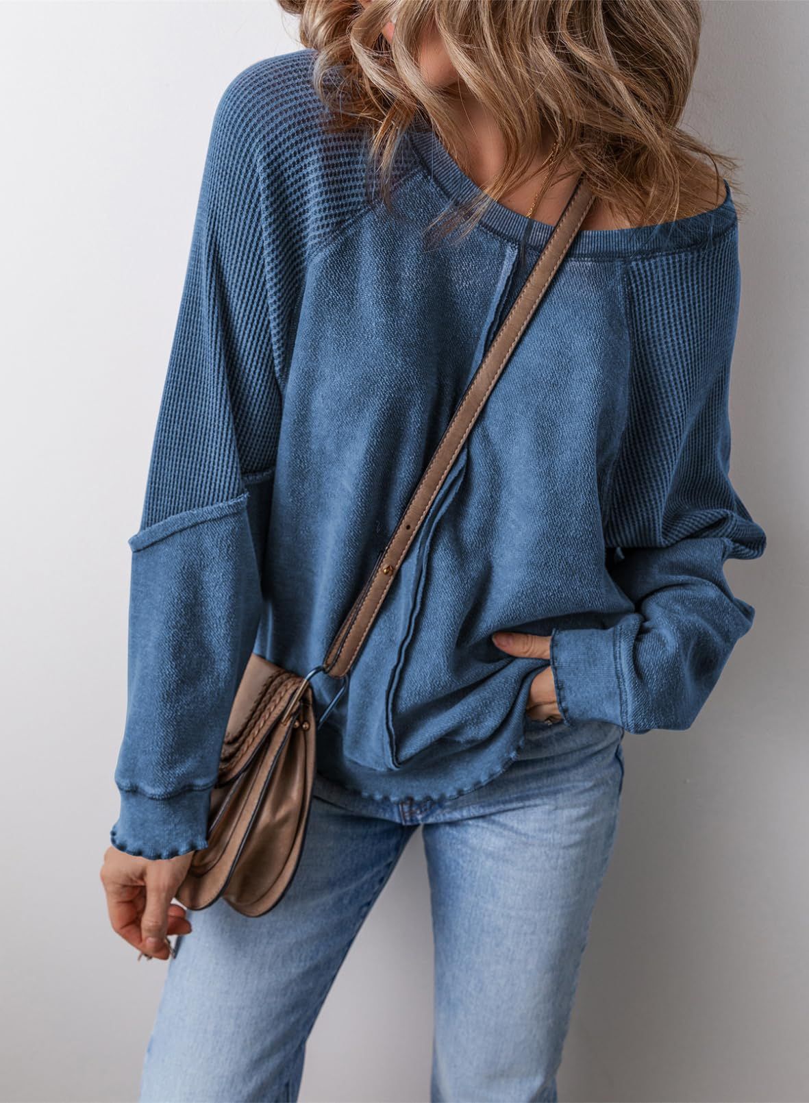 Miss | Hoodie Dames Oversized Wafelstof Slabiezen Zoom Heuplengte