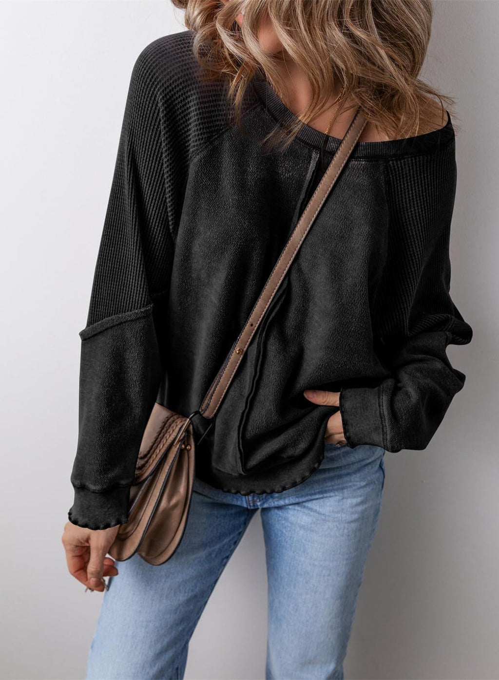 Miss | Hoodie Dames Oversized Wafelstof Slabiezen Zoom Heuplengte