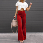 Miss | Ribfluwelen Broek Dames Hoge Taille Uitlopende Pijp Retro