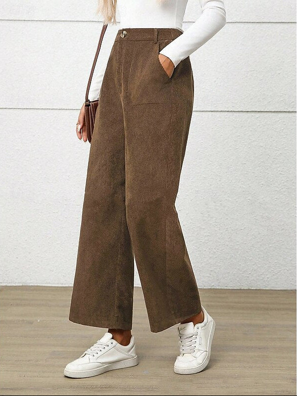 Miss | Broek Dames Hoge Taille Wijde Pijp Retro - Corduroy