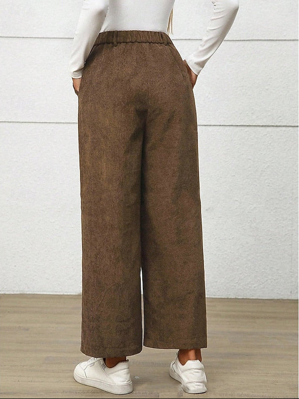 Miss | Broek Dames Hoge Taille Wijde Pijp Retro - Corduroy