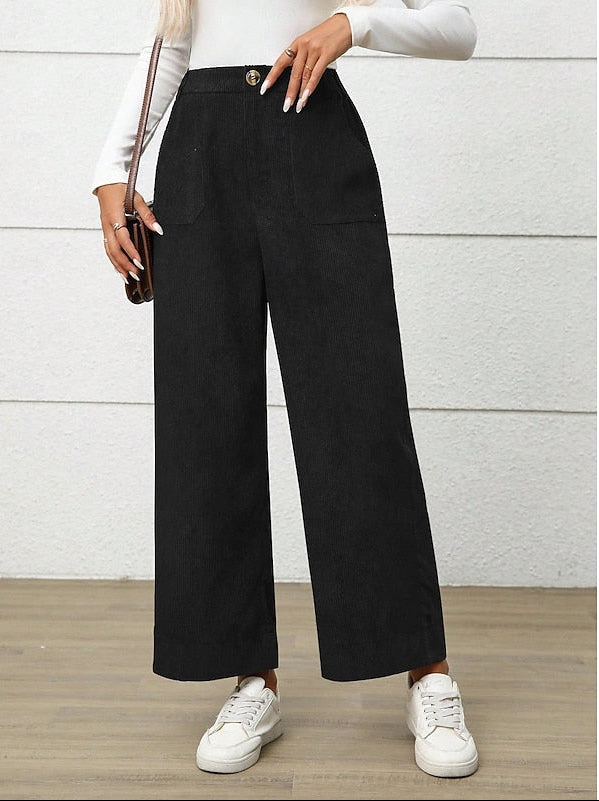 Miss | Broek Dames Hoge Taille Wijde Pijp Retro - Corduroy