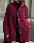 Miss | Jas Dames Corduroy Capuchon Relaxed Fit Heuplengte
