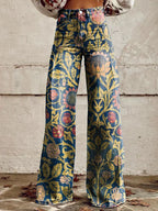 Miss | Broek Dames Hoge Taille Wijde Pijp Retro Print
