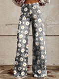 Miss | Broek Dames Hoge Taille Wijde Pijp Retro Print