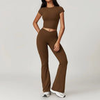Miss | Tweedelige Set Dames Crop Top & Uitlopende Legging – Co-ord Set