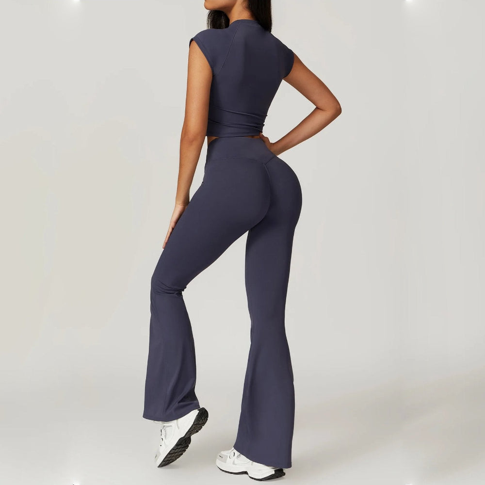 Miss | Tweedelige Set Dames Crop Top & Uitlopende Legging – Co-ord Set