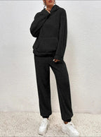 Nachtkleding Dames Teddy Hoodie Set Lange Broek Kangoeroezak