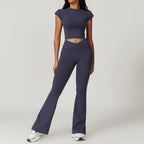 Miss | Tweedelige Set Dames Crop Top & Uitlopende Legging – Co-ord Set
