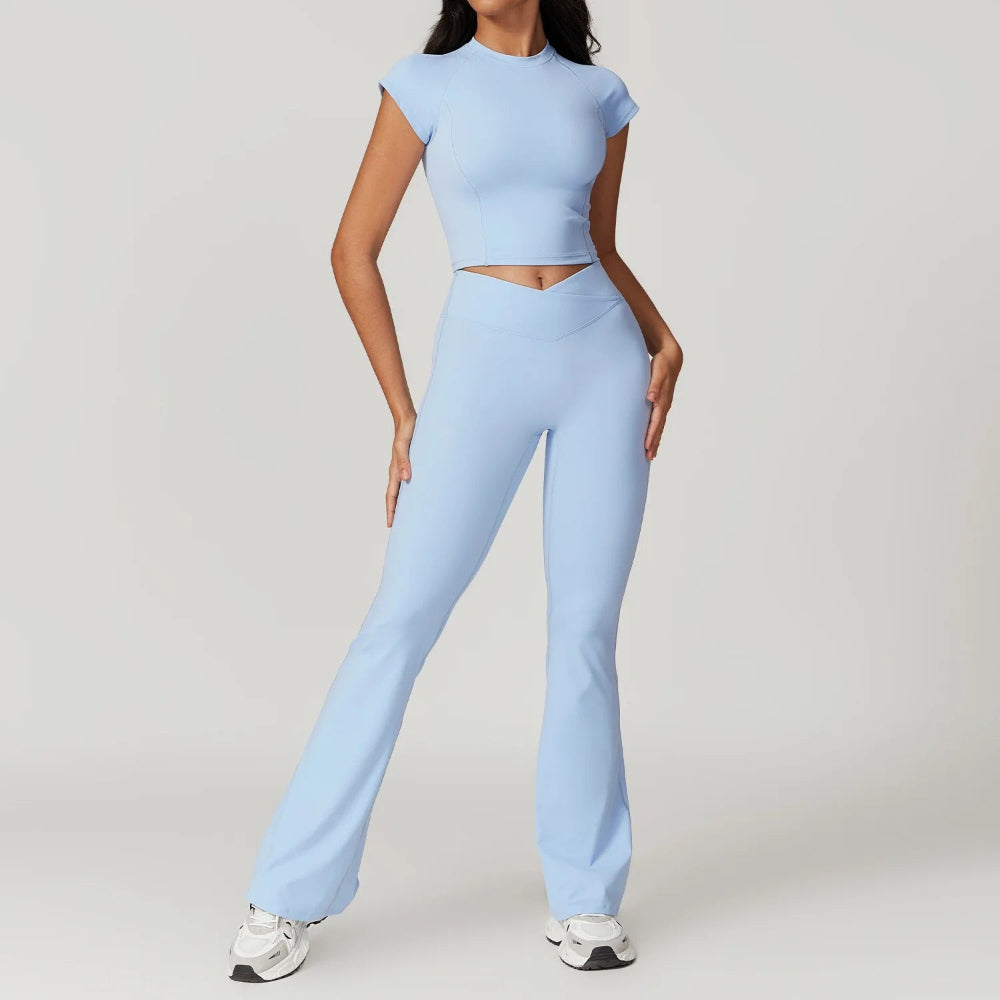 Miss | Tweedelige Set Dames Crop Top & Uitlopende Legging – Co-ord Set