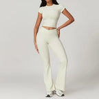 Miss | Tweedelige Set Dames Crop Top & Uitlopende Legging – Co-ord Set