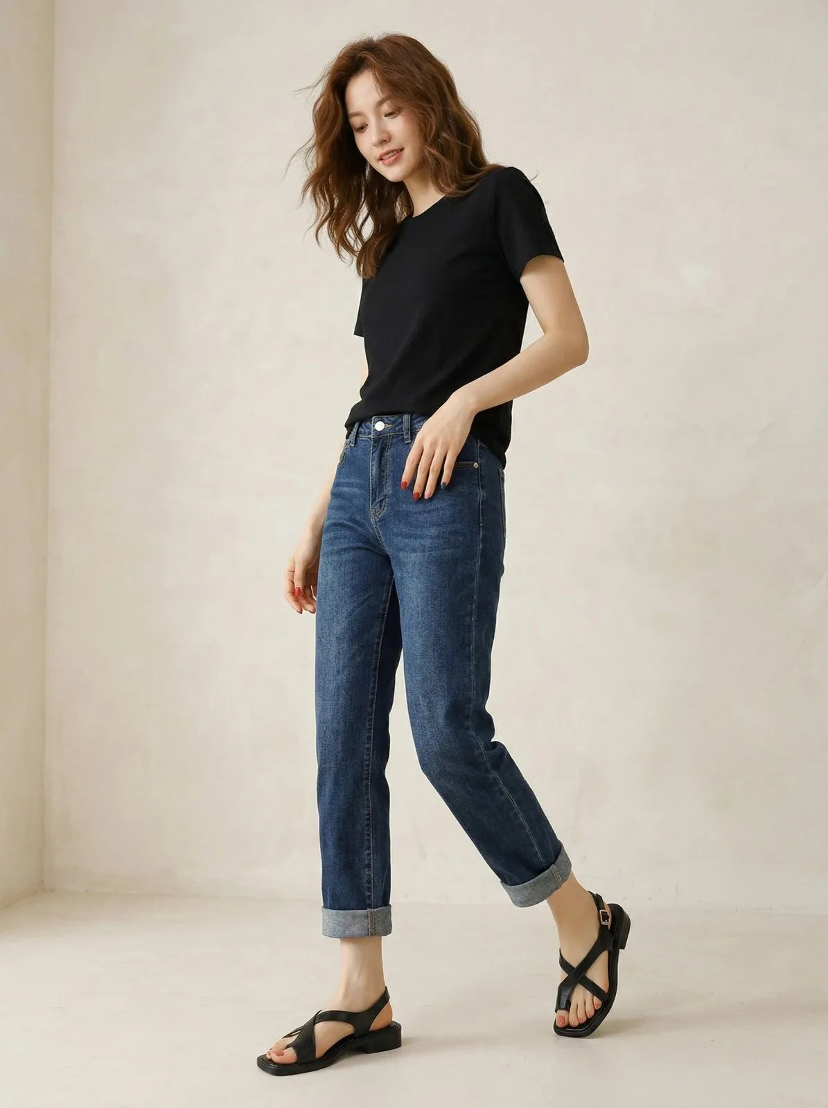 Sandalen met teenring en zwart leer - Miss Madera MIS-FABCAE