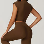 Miss | Tweedelige Set Dames Crop Top & Uitlopende Legging – Co-ord Set