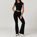 Miss | Tweedelige Set Dames Crop Top & Uitlopende Legging – Co-ord Set