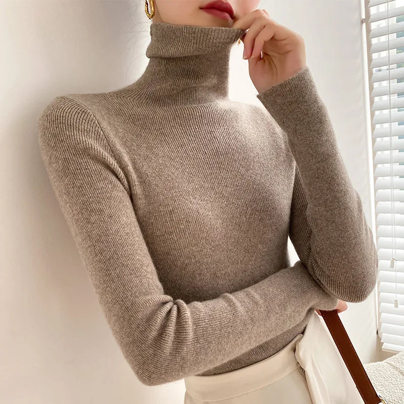 Trui Dames Coltrui Slim Fit Lichtgewicht