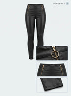 Slim fit faux leren broek met ritsen - Miss Madera MIS-085F56