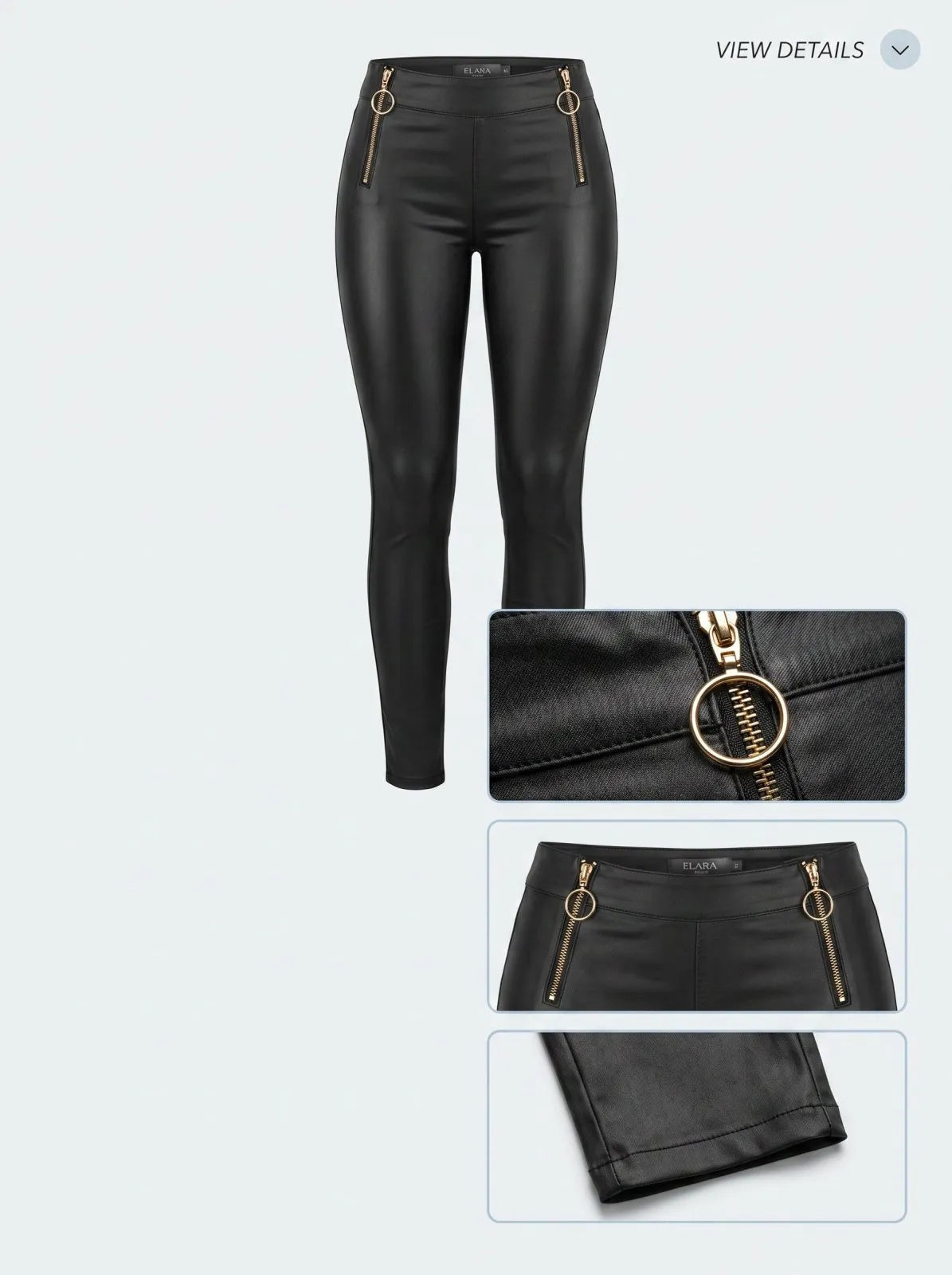 Slim fit faux leren broek met ritsen - Miss Madera MIS-085F56