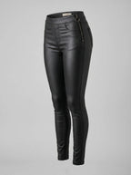 Slim fit faux leren broek met ritsen - Miss Madera MIS-085F56