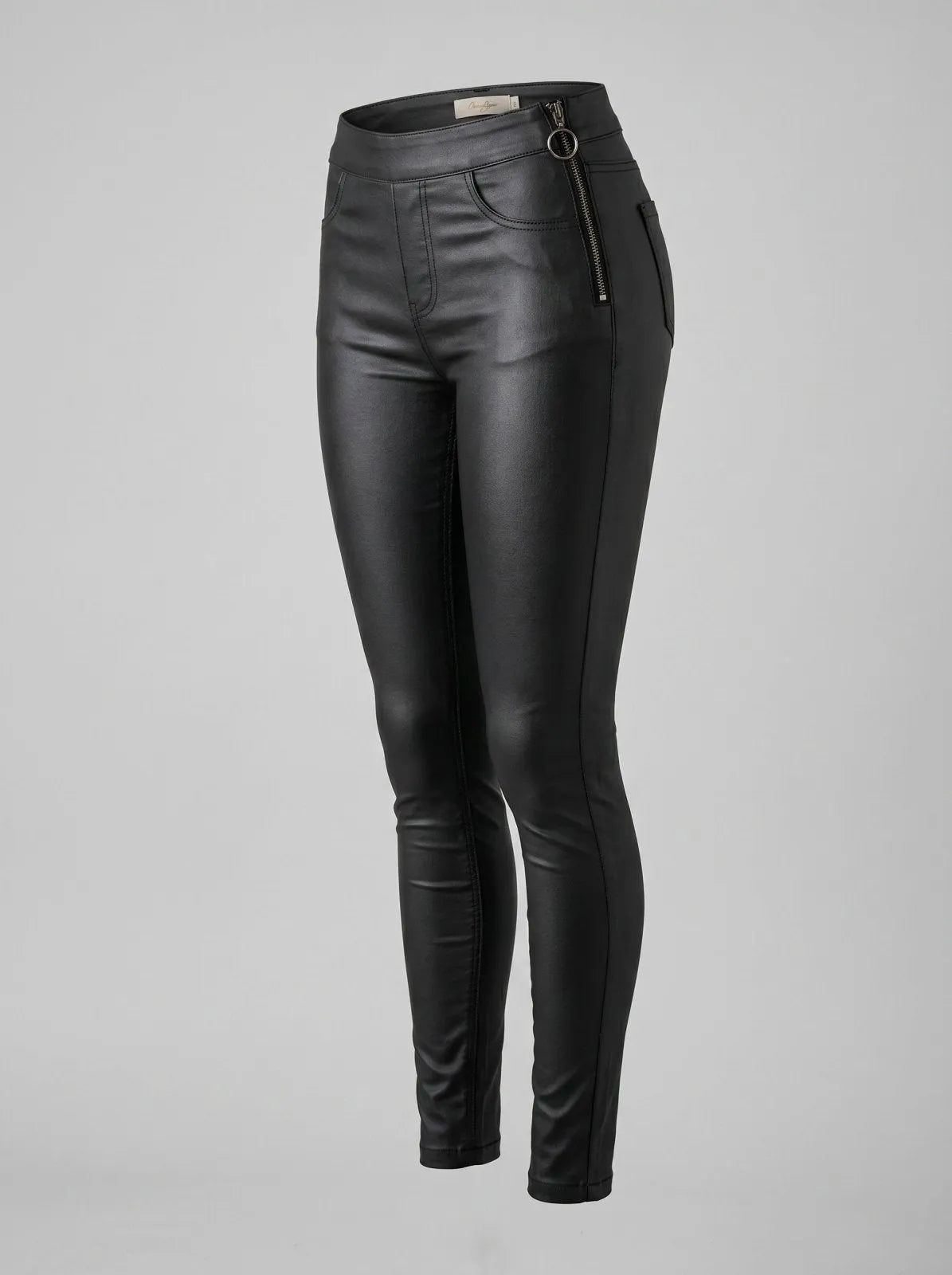 Slim fit faux leren broek met ritsen - Miss Madera MIS-085F56