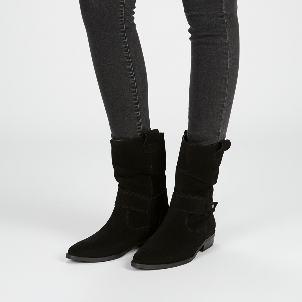 Miss | Laarzen Dames Slouchy Enkellaarzen Blokhak Riem