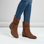 Miss | Laarzen Dames Slouchy Enkellaarzen Blokhak Riem