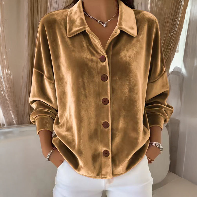 Miss | Blouse Dames Oversized Knoopsluiting - Fluweel