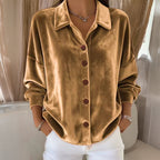 Miss | Blouse Dames Oversized Knoopsluiting - Fluweel