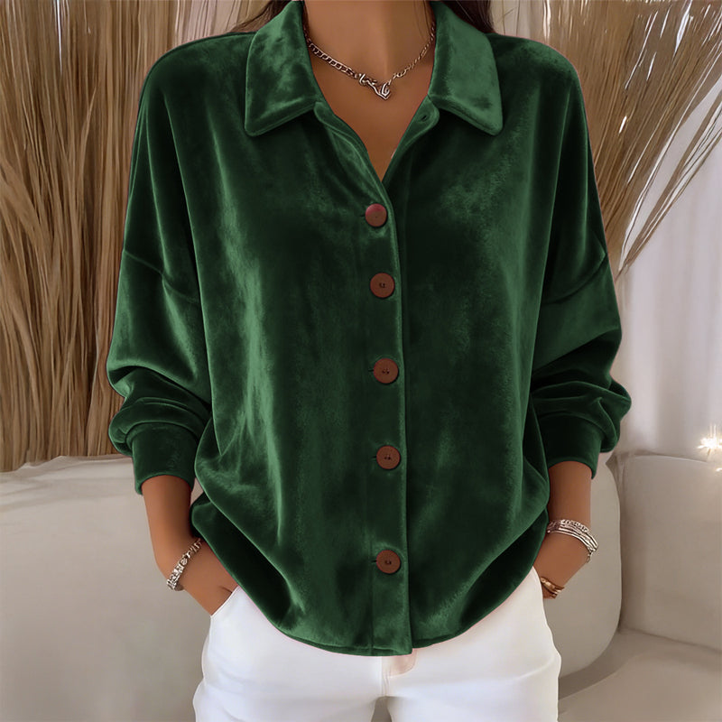 Miss | Blouse Dames Oversized Knoopsluiting - Fluweel