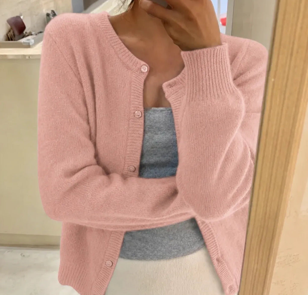 Miss | Vest Dames Ronde Hals Knoopsluiting Cropped Relaxed - Gebreid