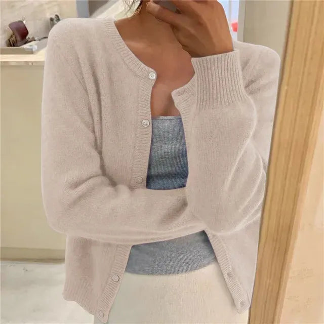 Miss | Vest Dames Ronde Hals Knoopsluiting Cropped Relaxed - Gebreid