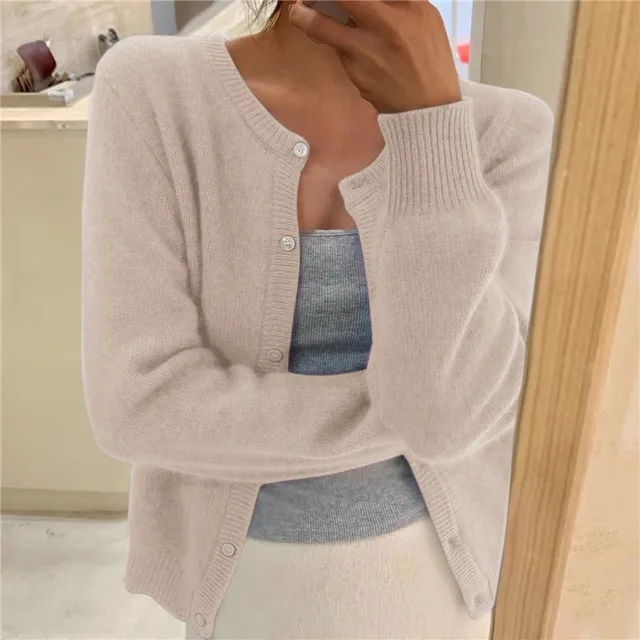Miss | Vest Dames Ronde Hals Knoopsluiting Cropped Relaxed