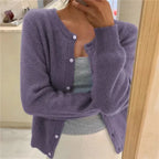 Miss | Vest Dames Ronde Hals Knoopsluiting Cropped Relaxed - Gebreid
