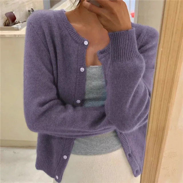 Miss | Vest Dames Ronde Hals Knoopsluiting Cropped Relaxed