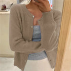Miss | Vest Dames Ronde Hals Knoopsluiting Cropped Relaxed - Gebreid