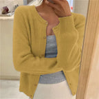 Miss | Vest Dames Ronde Hals Knoopsluiting Cropped Relaxed - Gebreid