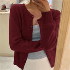 Miss | Vest Dames Ronde Hals Knoopsluiting Cropped Relaxed - Gebreid